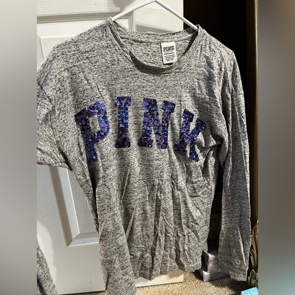 PINK Victoria's Secret Gray Long Sleeve Tee - Picture 6 of 7
